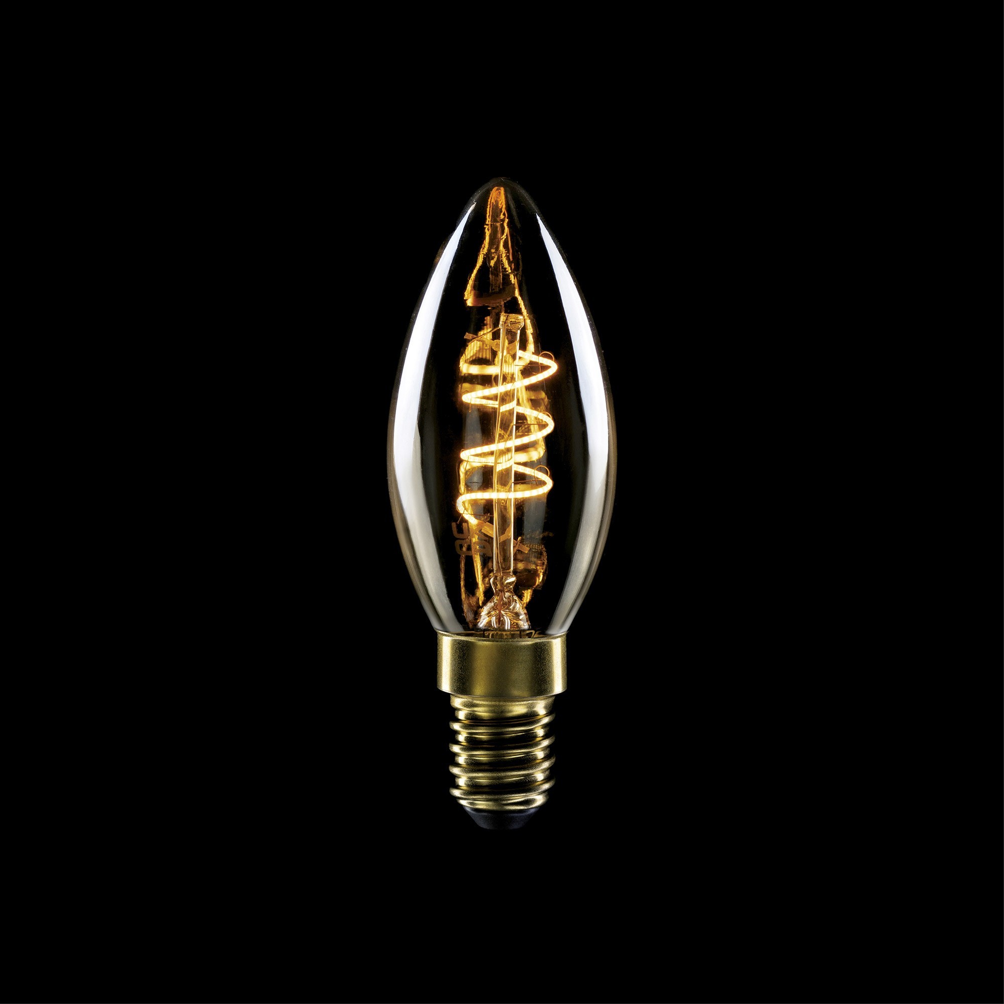 C01 - LED Light Bulb C35, E14, 2,5W, 1800K, 136Lm, with extra slim spiral filament, golden glass