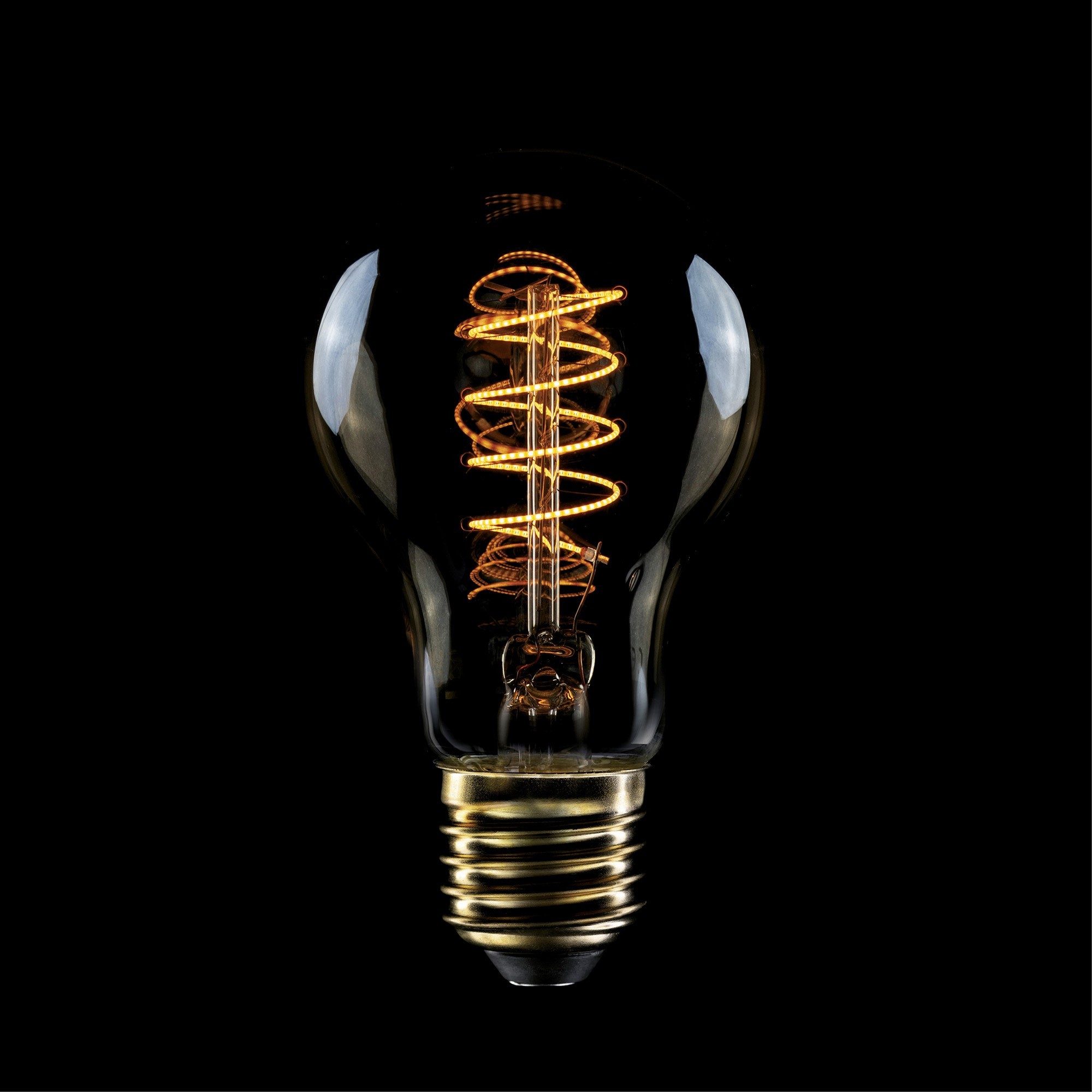 C03 - LED Light Bulb A60, E27, 4W, 1800K, 250Lm, with extra slim spiral filament, golden glass