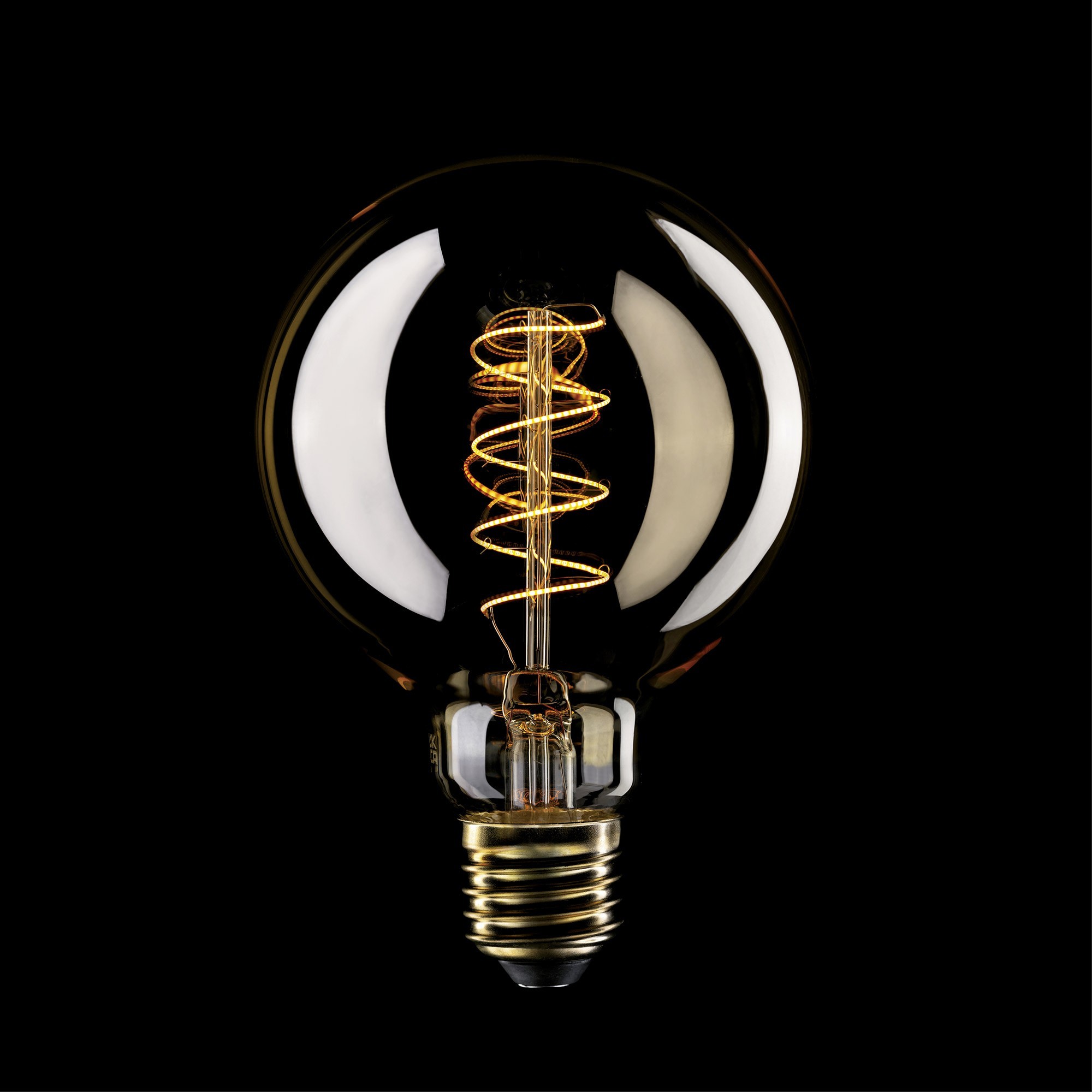 C06 - LED Light Bulb G95, E27, 4W, 1800K, 250Lm, with extra slim spiral filament, golden glass