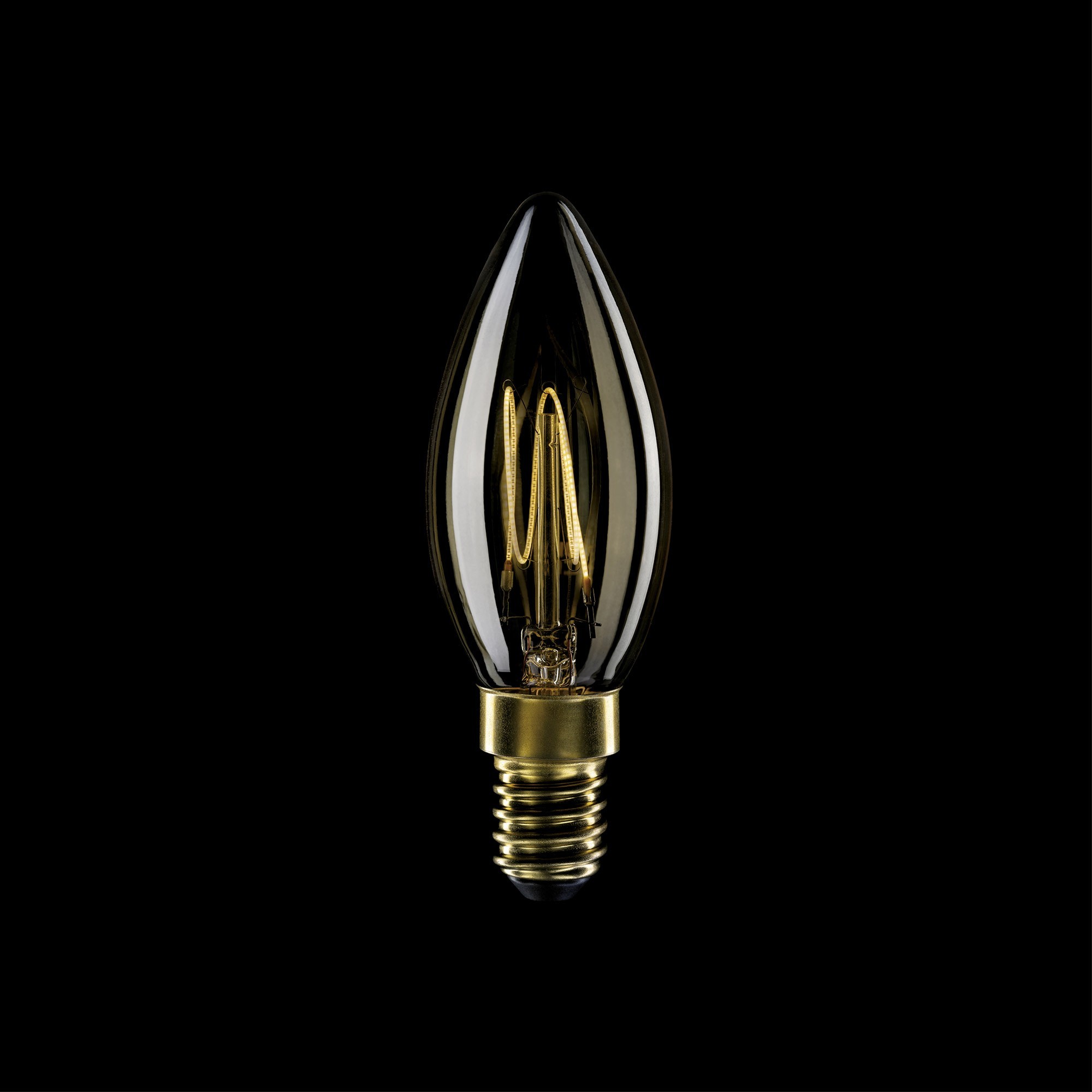 C51 - LED Light Bulb C35, E14, 3,5W, 2700K, 300Lm, with extra slim vertical filament, golden glass