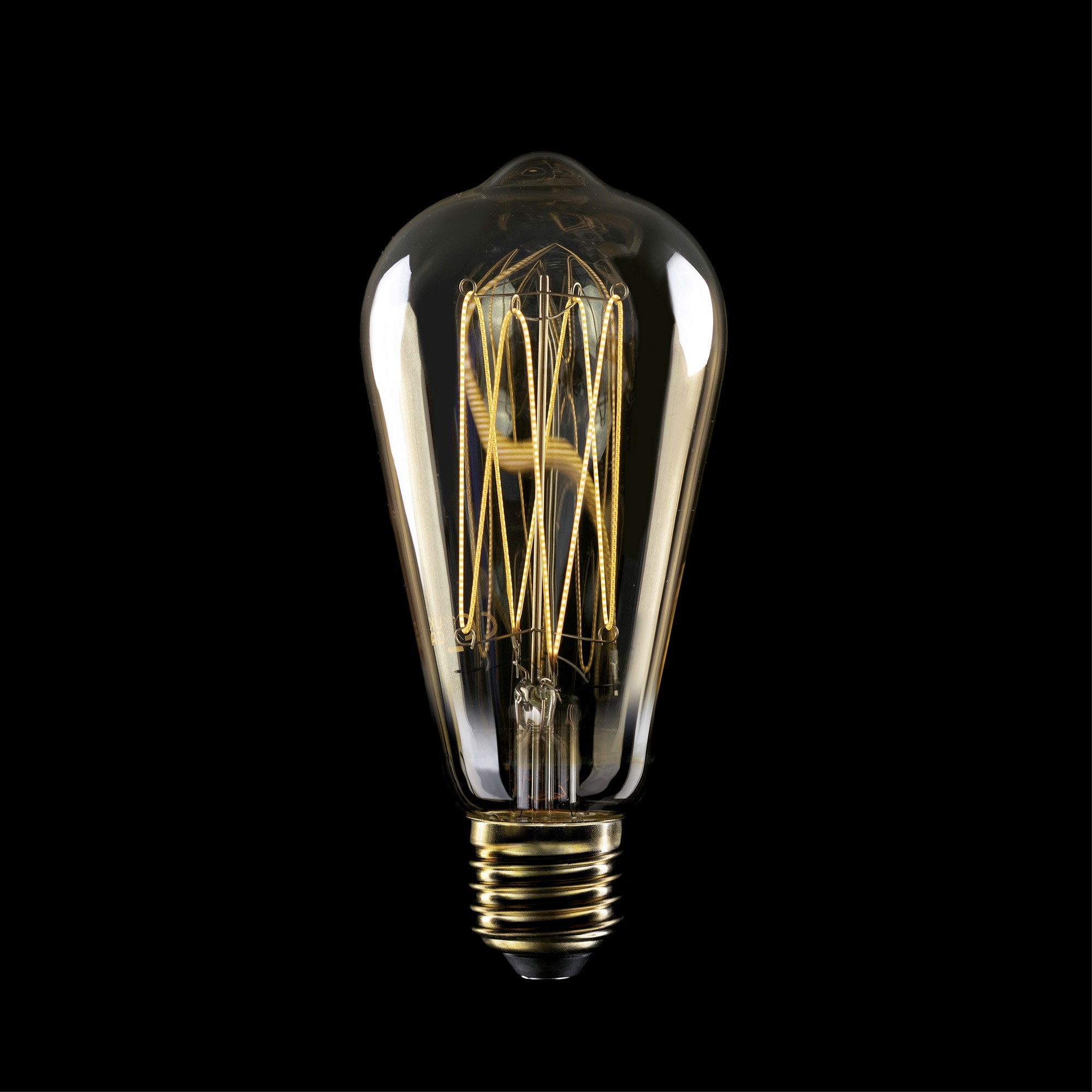C54 - LED Light Bulb ST64, E27, 7W, 2700K, 640Lm, with extra slim vertical filament, golden glass