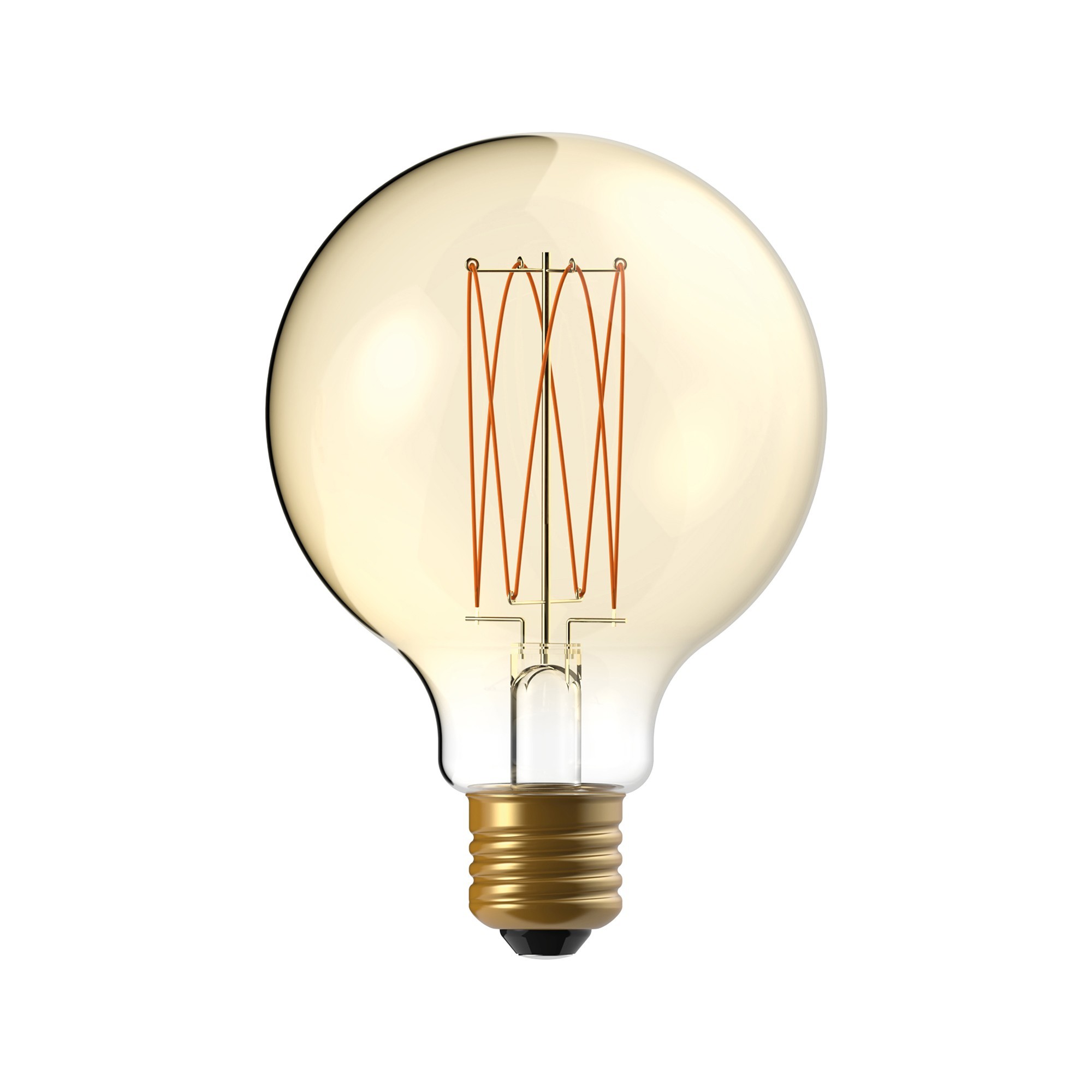 C55 - LED Light Bulb G95, E27, 7W, 2700K, 640Lm, with extra slim vertical filament, golden glass
