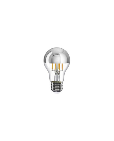 A02 - LED-Glühbirne A60, E27, 7W, 2700K, 650Lm, transparent Glas mit Silber Kopfspiegelung