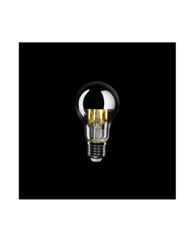 A02 - LED-Glühbirne A60, E27, 7W, 2700K, 650Lm, transparent Glas mit Silber Kopfspiegelung