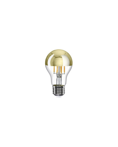 A12 - LED-Glühbirne A60, E27, 7W, 2700K, 650Lm, transparent Glas mit Gold Kopfspiegelung