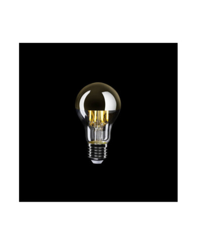 A12 - LED-Glühbirne A60, E27, 7W, 2700K, 650Lm, transparent Glas mit Gold Kopfspiegelung
