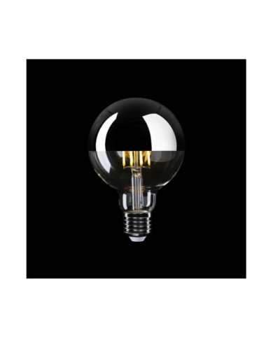 A04 - LED-Glühbirne G95, E27, 7W, 2700K, 650Lm, transparent Glas mit Silber Kopfspiegelung