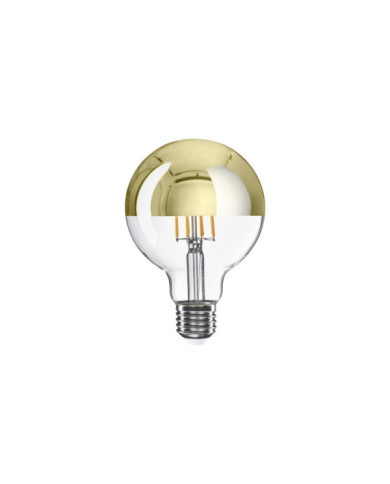 A14 - LED-Glühbirne G95, E27, 7W, 2700K, 650Lm, transparent Glas mit Gold Kopfspiegelung
