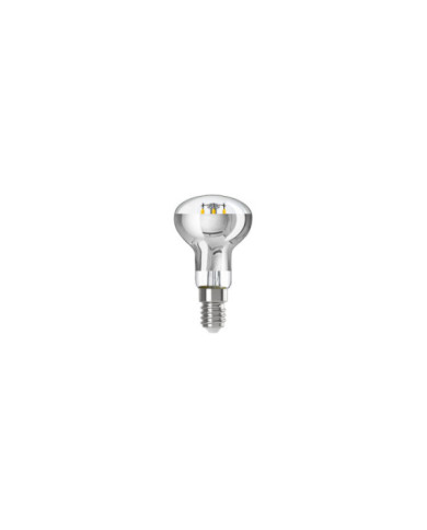 A06 - LED-Glühbirne R50, E14, 4W, 2700K, 470Lm, transparentes Glas mit Silberkopfspiegelung