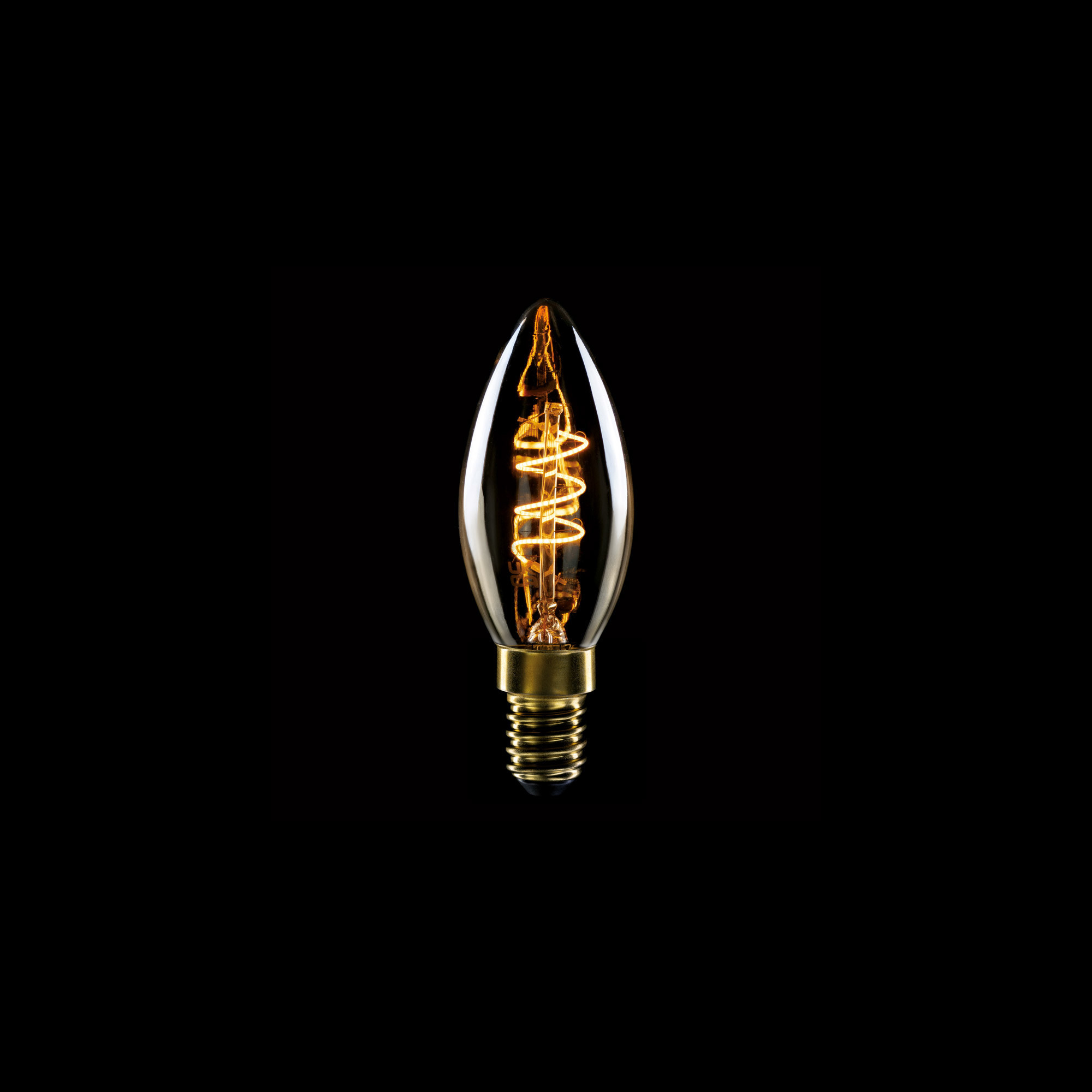 C01 - Ampoule LED C35, E14, 2,5W, 1800K, 136Lm, avec filament extra fin en verticale et verre doré