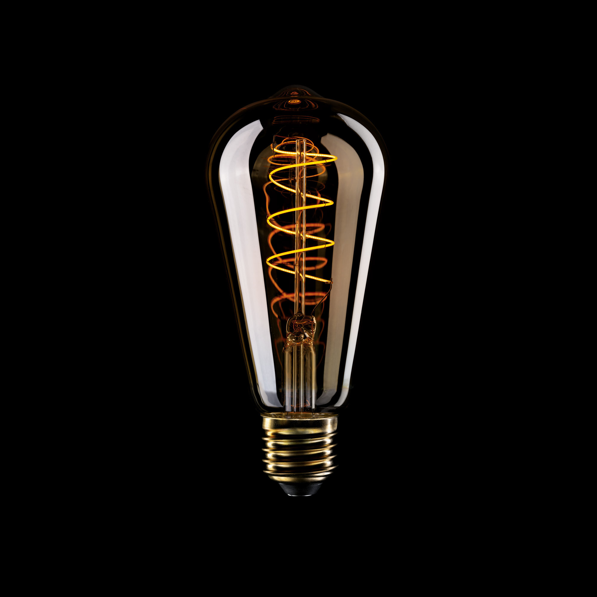 C04 - LED Glühbirne ST64, E27, 4W, 1800K, 250Lm, mit dünnem Spiralfilament, goldfarben Glas