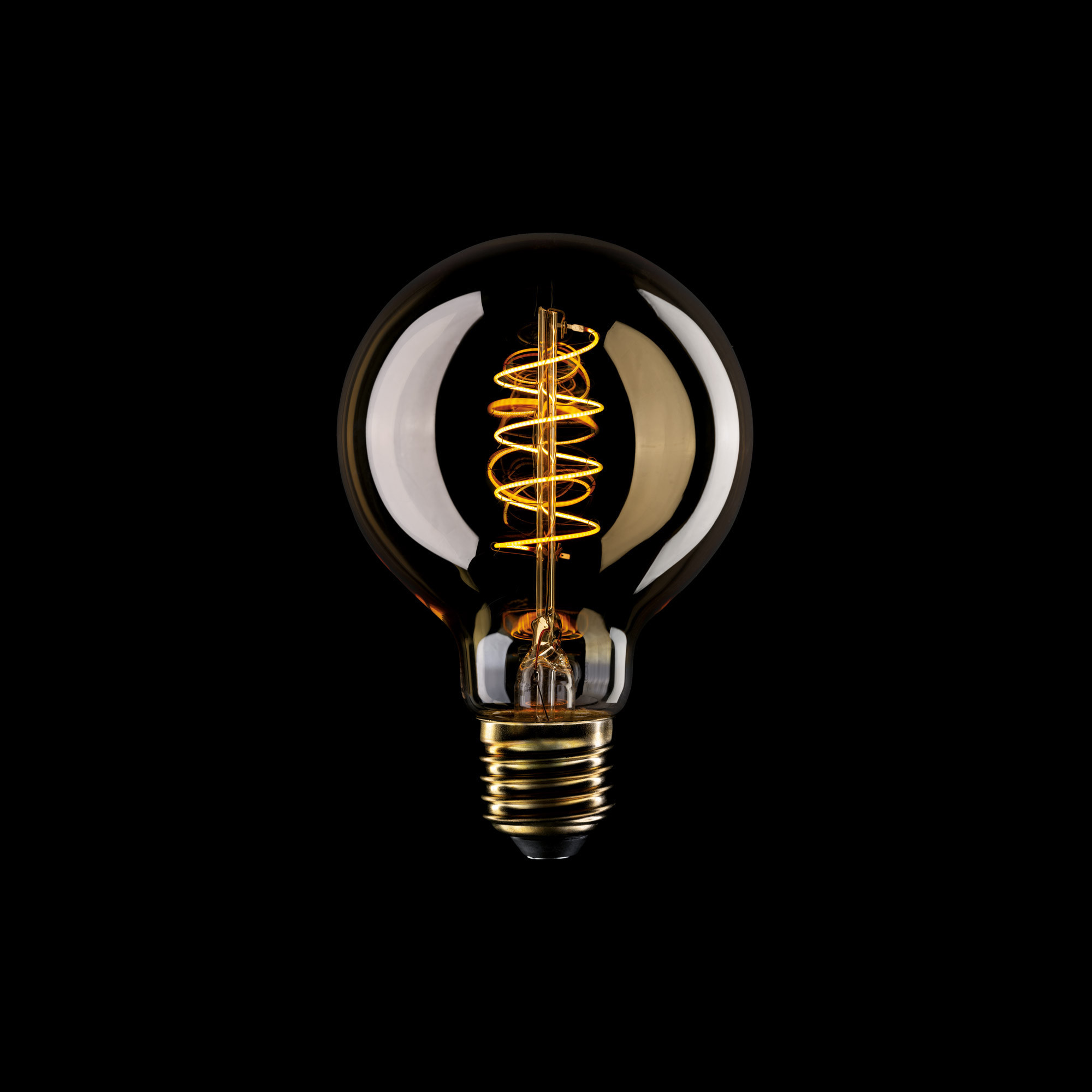 C05 - Ampoule LED G80, E27, 4W, 1800K, 250Lm, avec filament extra fin en verticale et verre doré