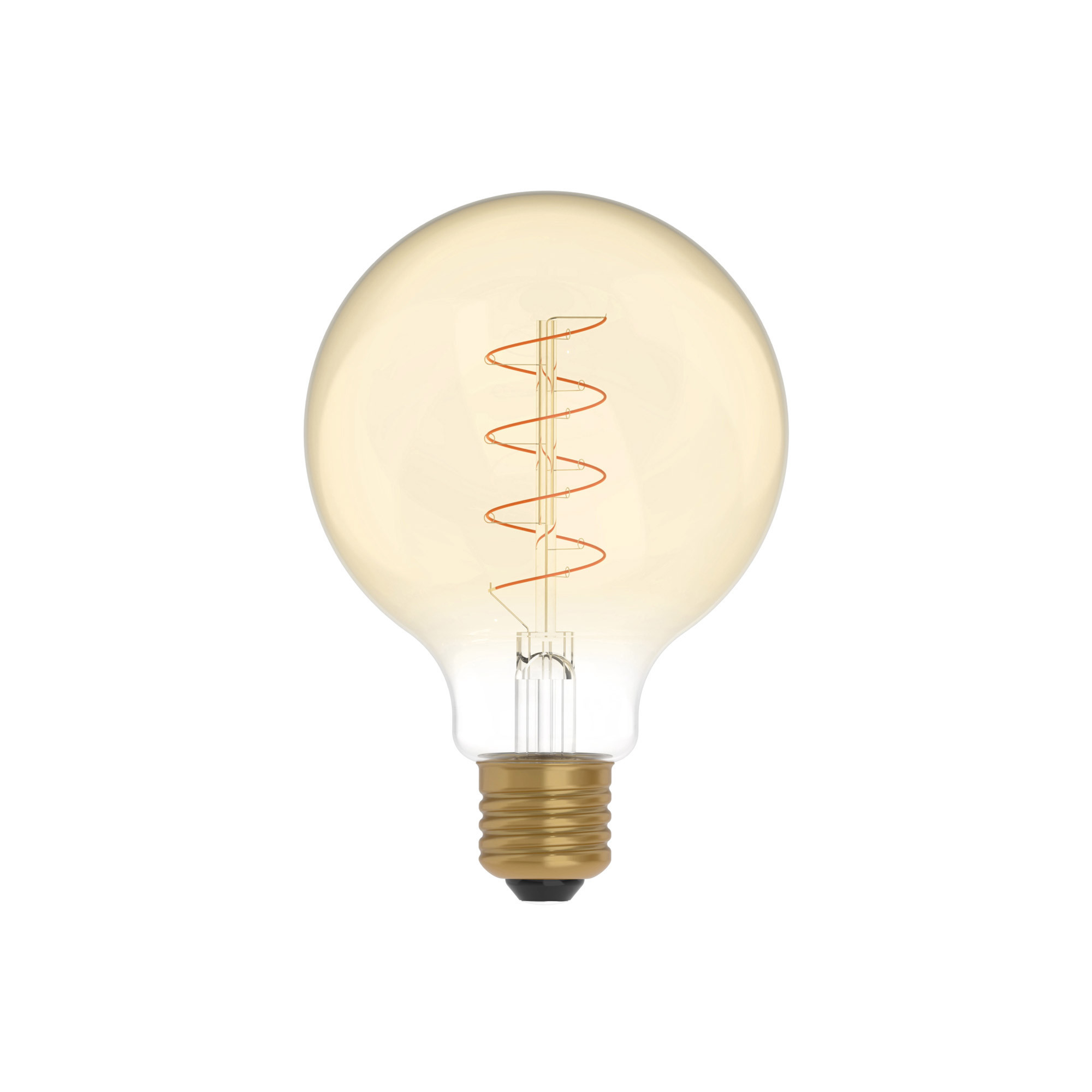 C06 - Ampoule LED G95, E27, 4W, 1800K, 250Lm, avec filament extra fin en verticale et verre doré