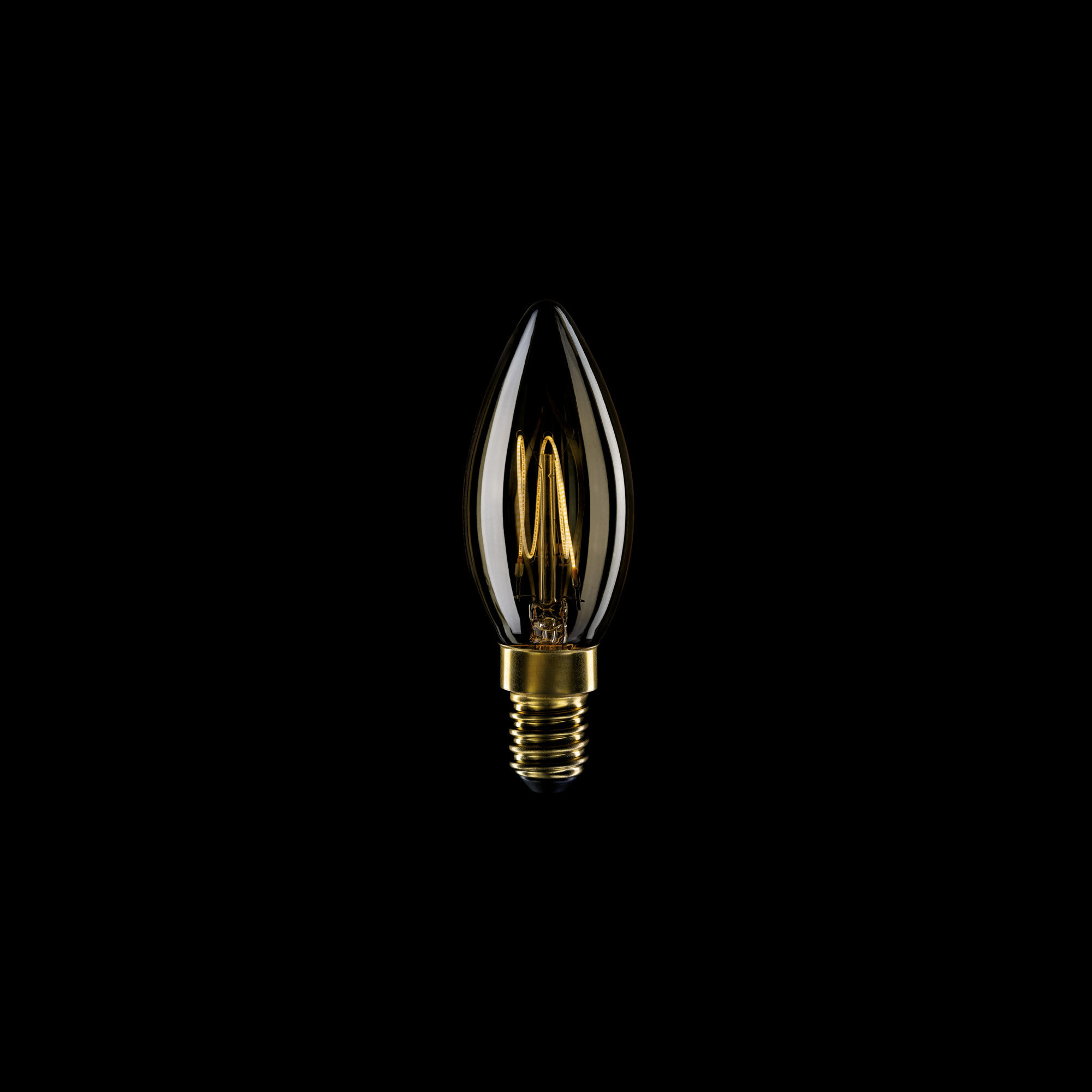 C51 - Ampoule LED C35, E14, 3,5W, 2700K, 300Lm, avec filament extra fin vertical et verre doré