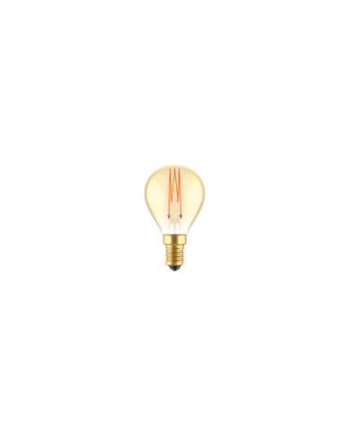C52 - LED Glühbirne G45, E14, 3,4W, 2700K, 300Lm, mit dünnem vertikalem Filament, goldfarben Glas