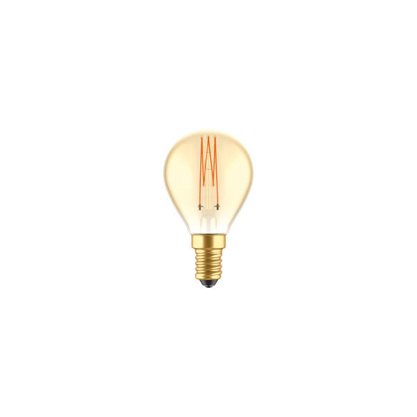 C52 - LED Light bulb G45, E14, 3,4W, 2700K, 300Lm, with extra slim vertical filament, golden glass