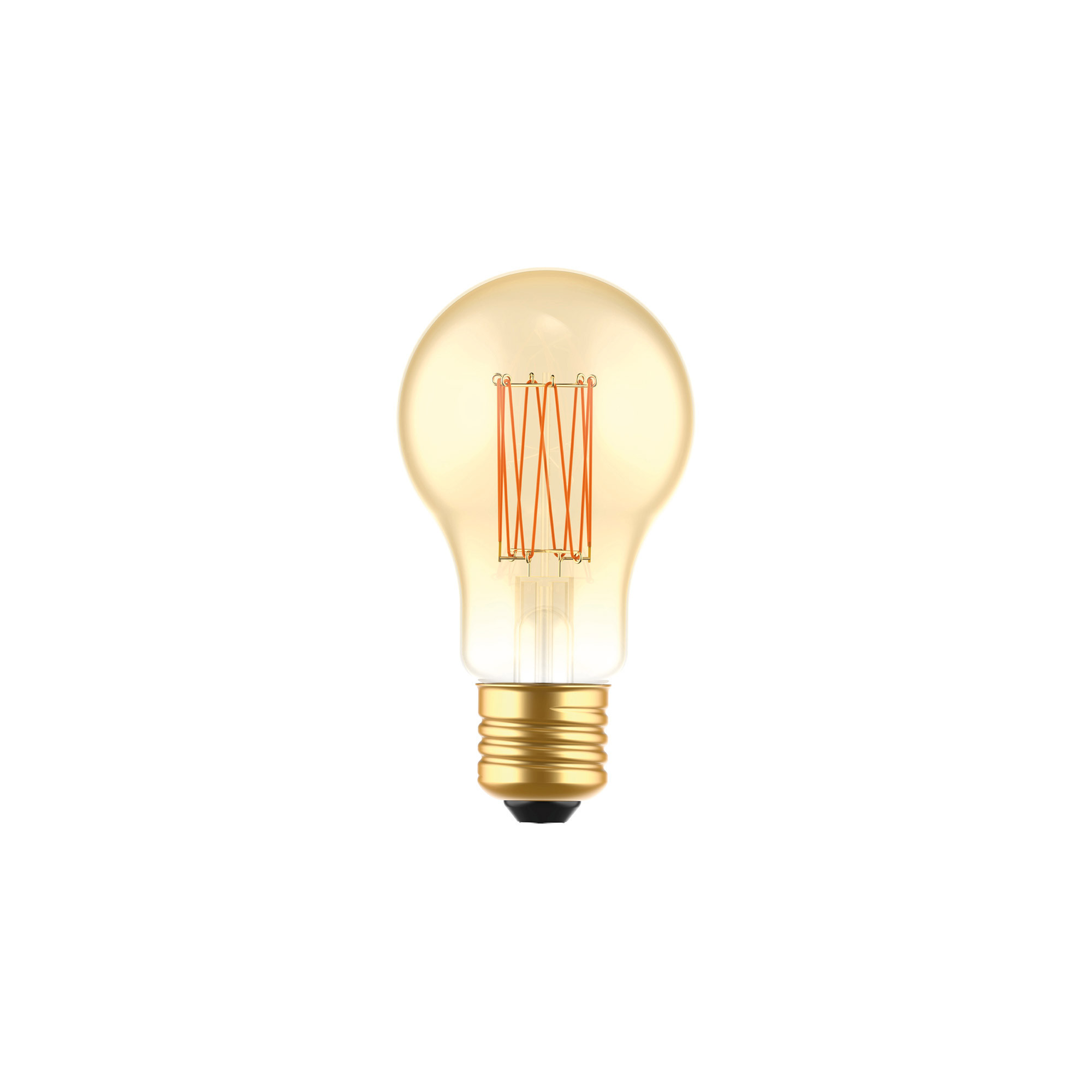 C53 - LED Glühbirne A60, E27, 7W, 2700K, 640Lm, mit dünnem vertikalem Filament, goldfarben Glas