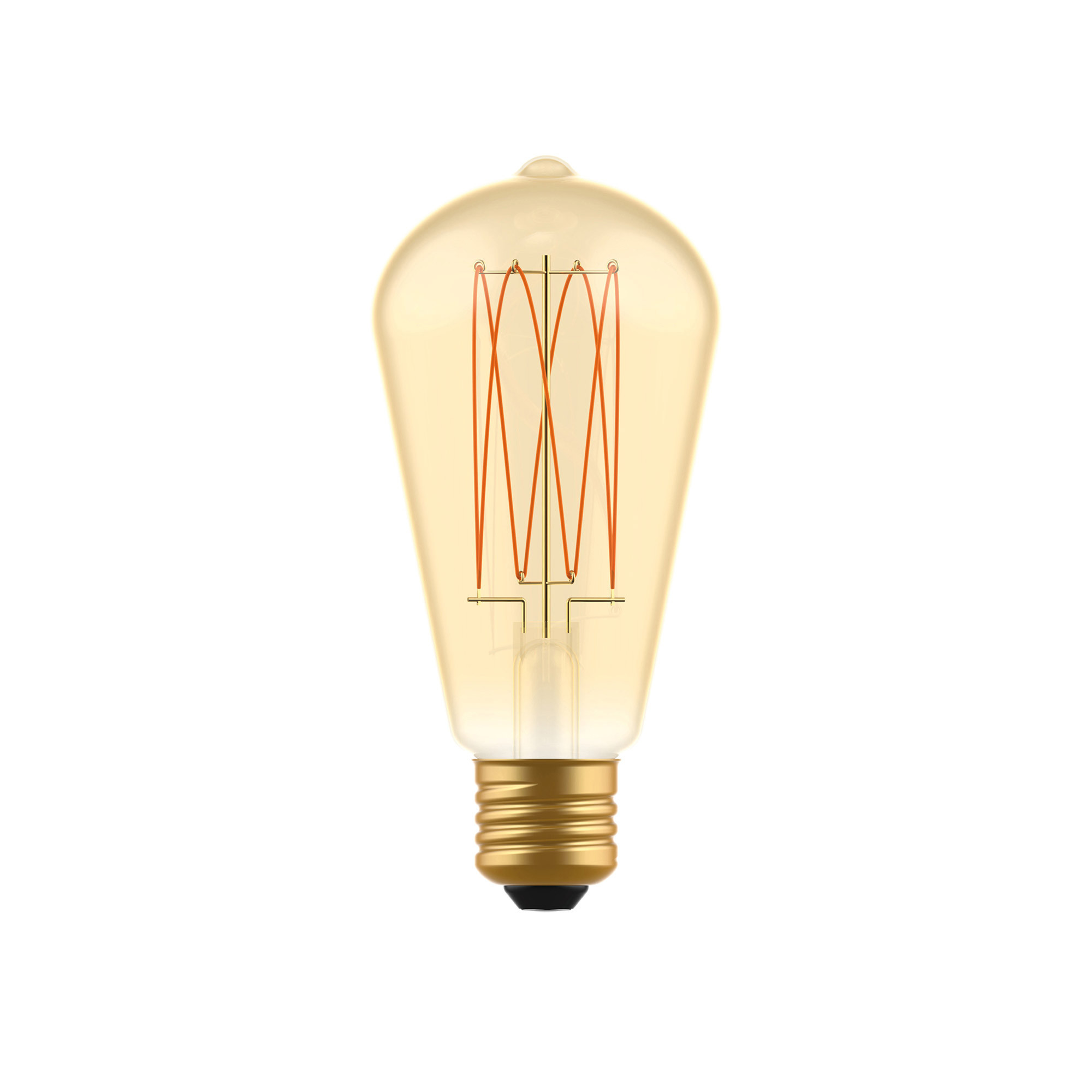 C54 - LED Glühbirne ST64, E27, 7W, 2700K, 640Lm, mit dünnem vertikalem Filament, goldfarben Glas