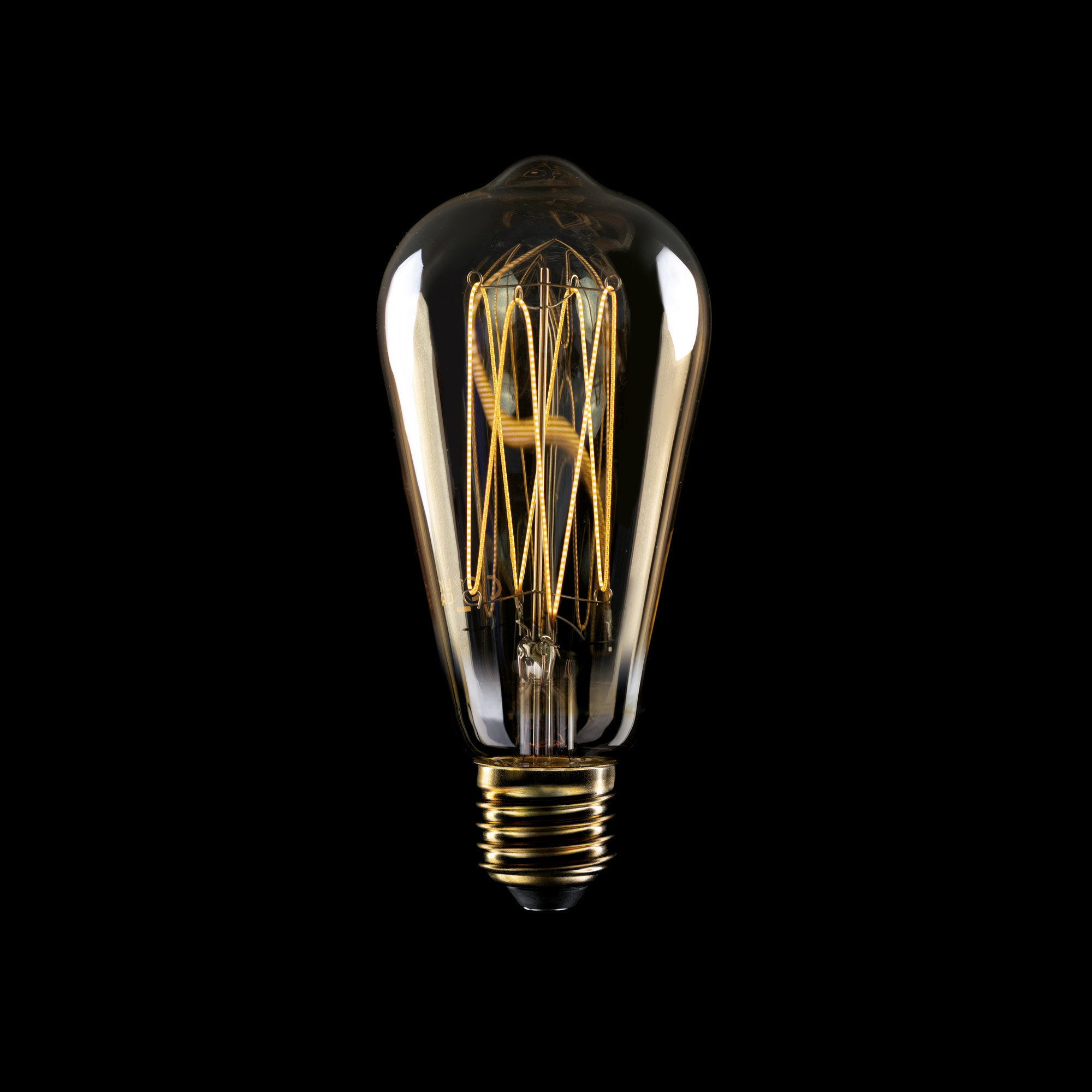 C54 - Ampoule LED ST64, E27, 7W, 2700K, 640Lm, avec filament extra fin vertical et verre doré