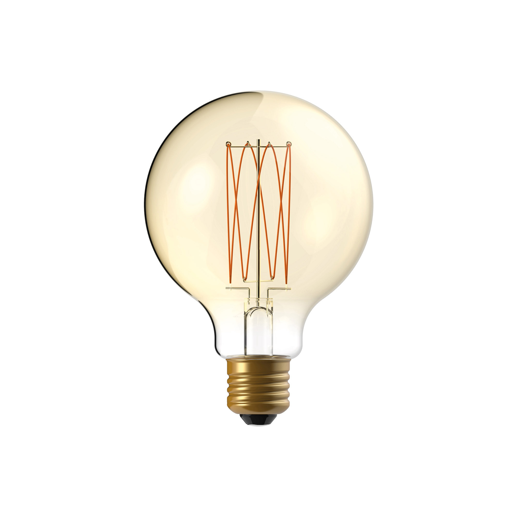 C55 - Ampoule LED G95, E27, 7W, 2700K, 640Lm, avec filament extra fin vertical et verre doré