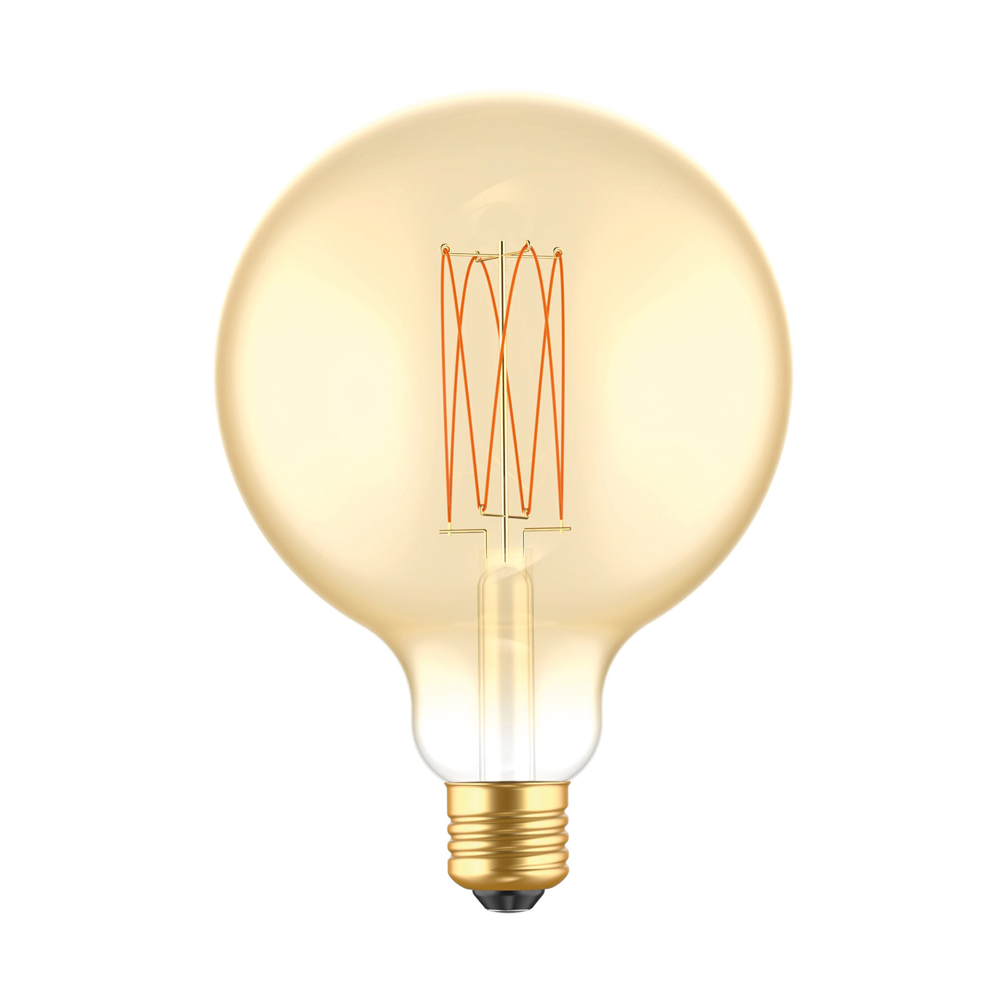 C56 - Ampoule LED G125, E27, 7W, 2700K, 640Lm, avec filament extra fin vertical et verre doré