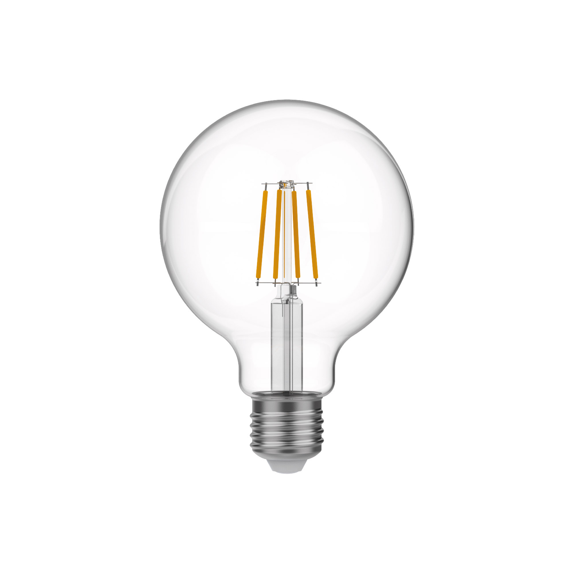 E04 - Lampadina LED G95 E27, 4W, 2700K, 470Lm, vetro trasparente