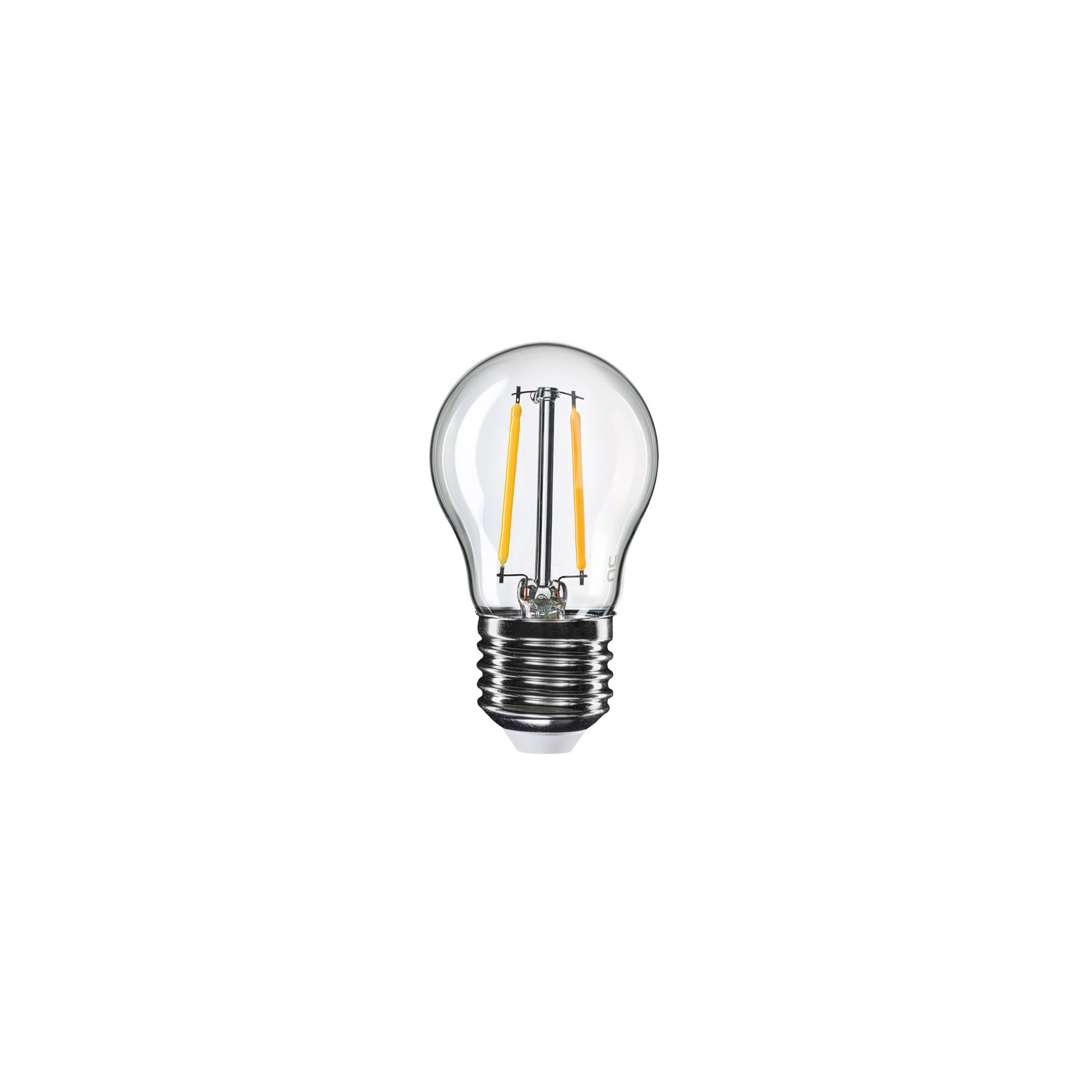 E08 - Ampoule LED G45, E27, 2W, 2700K, 136Lm, verre transparent