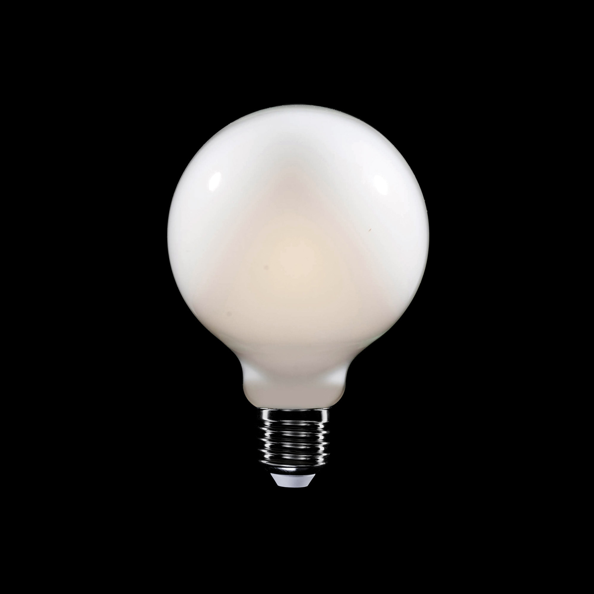 M04 - Lampadina LED G95, E27, 4W, 2700K, 470Lm, vetro milky